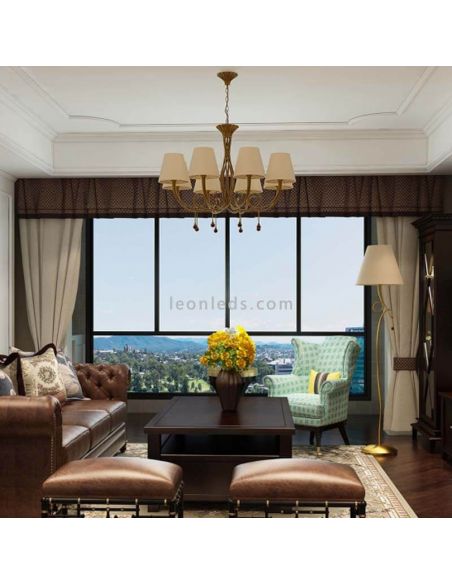 Lámpara de Techo araña dorada de estilo clásico foto de ambiente marca Mantra Iluminación | LeonLeds Iluminación