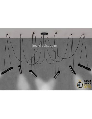 Luminária pendente com abajures cilíndricos orientáveis Pepo | LeónIluminação Leds | Luminária de teto 4 focos sala de estar