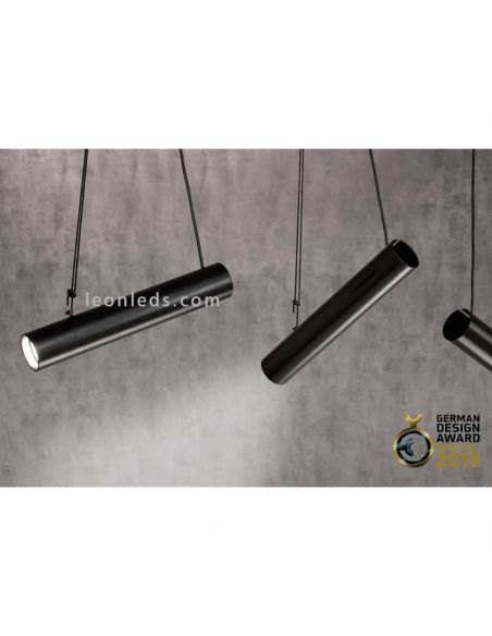 Lámpara colgante con pantallas cilíndricas regulables Pepo | LeónLeds Iluminación | Lámpara de techo con focos regulables