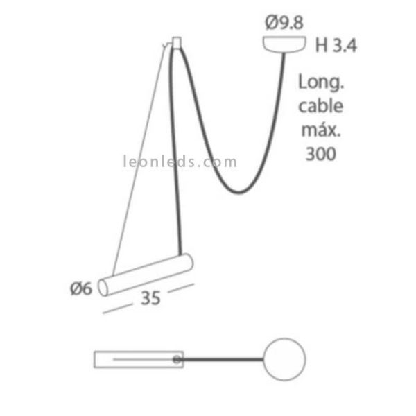 Suspension avec abat-jour cylindriques orientables Pepo | Éclairage LeónLeds | Plafonnier 1 ampoule mesure
