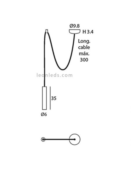 Lámpara colgante cilíndrica para punto de luz descentrado Pepo | LeónLeds Iluminación | Lámpara negra de techo medidas