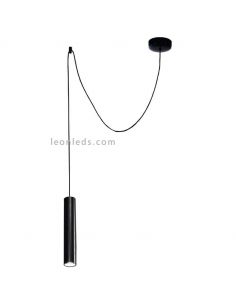 Lámpara colgante cilíndrica para punto de luz descentrado Pepo | LeónLeds Iluminación | Lámpara negra de techo