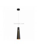 Lampe à suspension moderne noire et dorée Pluma de la marque Faro Barcelona | Éclairage LeonLeds