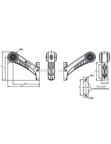 Dimensiones Cuerno LED largo con luz Delantera, Roja y Ambar 12V/24V 575BCL Was | LeonLeds