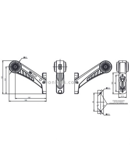 Dimensiones Cuerno LED largo con luz Delantera, Roja y Ambar 12V/24V 575BCL Was | LeonLeds