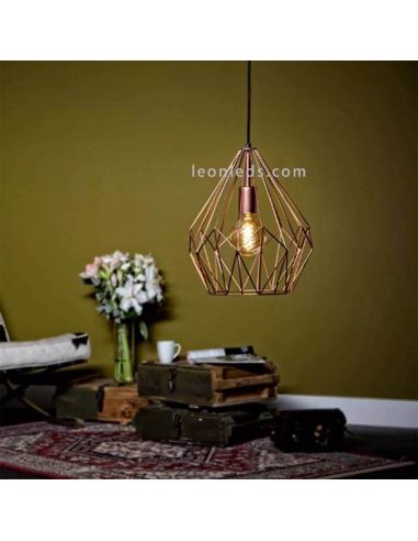 Plafonnier Vintage Carlton couleur cuivre 1XE27 photo ambiante | Éclairage LeonLeds