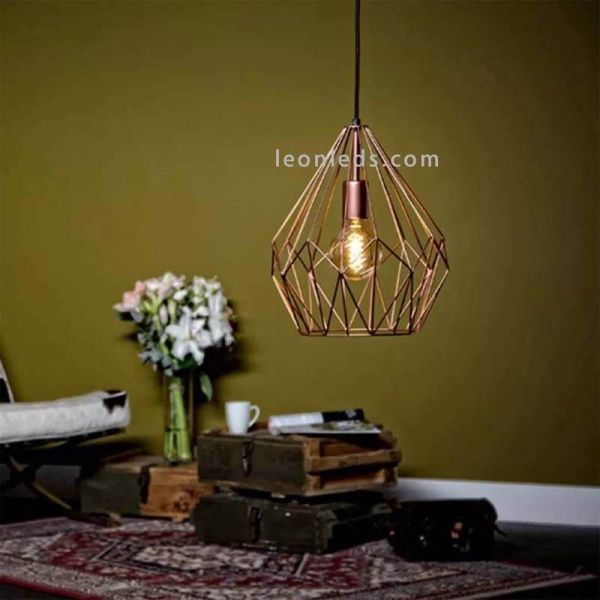 Plafonnier Vintage Carlton couleur cuivre 1XE27 photo ambiante | Éclairage LeonLeds