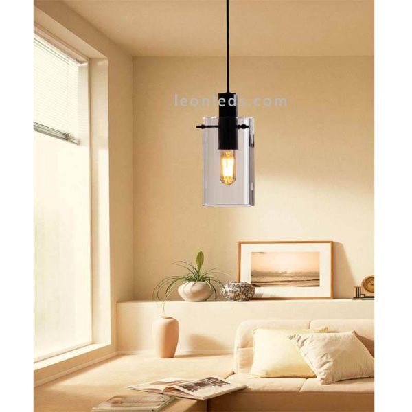 Lámpara colgante de techo LED de cristal Montefino 1XE27 | Lámpara 5 puntos luz Eglo Iluminación | LeonLeds Iluminación