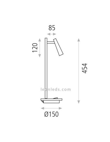 Lámpara de sobremesa LED blanca Panau dimensiones lámpara marca  ACB Iluminación | Leónleds Iluminación