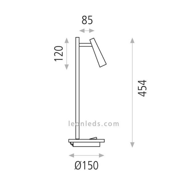 Lámpara de sobremesa LED blanca Panau dimensiones lámpara marca  ACB Iluminación | Leónleds Iluminación