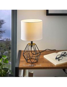 Candeeiro de mesa preto e branco vintage | Antigo candeeiro de mesa Carlton 2 | Leon Iluminação LED 2