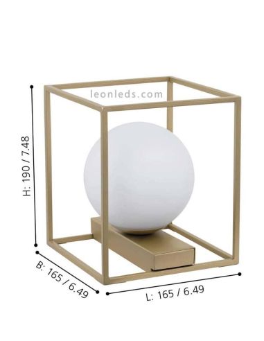 Candeeiro de mesa quadrada com bola...