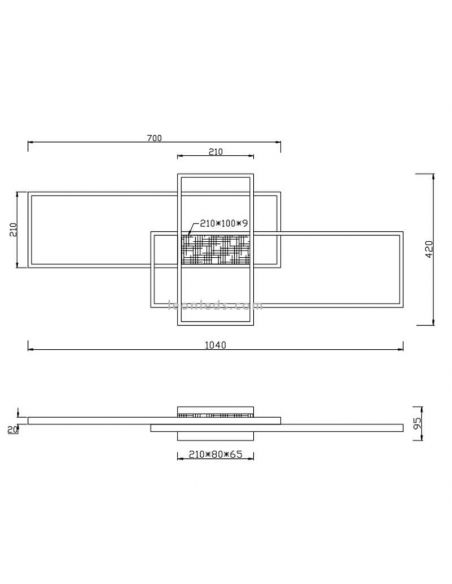 Dimensões Luminária de teto em madeira Tucson e LED preta com 3 níveis de intensidade de luz 35W Trio Lighting | leonleds