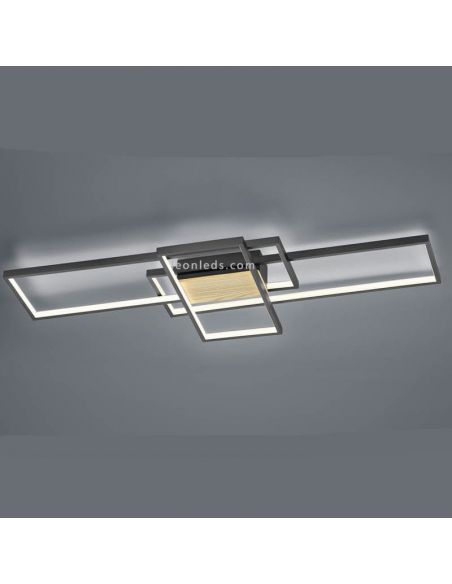 Plafón LED madera y negro Tucson con 3 niveles de intensidad de luz 35W Trio Lighting | LeonLeds