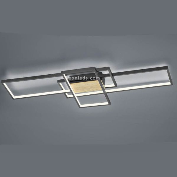 Plafón LED madera y negro Tucson con 3 niveles de intensidad de luz 35W Trio Lighting | LeonLeds
