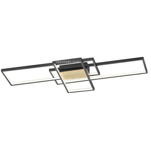 Plafonnier LED bois et noir Tucson avec 3 niveaux d'intensité lumineuse 35W Trio Lighting | leonleds