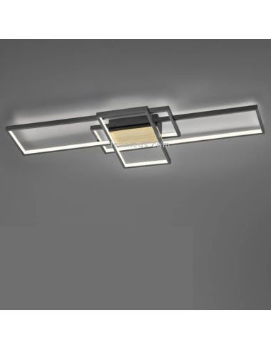 Plafón LED madera y negro Tucson con 3 niveles de intensidad de luz 35W Trio Lighting | LeonLeds