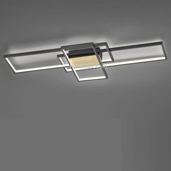 Plafón LED madera y negro Tucson con 3 niveles de intensidad de luz 35W Trio Lighting | LeonLeds