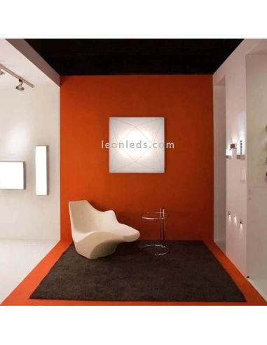 Plafón textil alargado y rectangular blanco Polaris | LeónLeds Iluminación | Aplique de pared de tela moderno