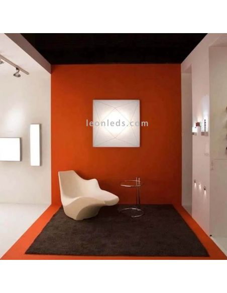 Plafón textil alargado y rectangular blanco Polaris | LeónLeds Iluminación | Aplique de pared de tela moderno