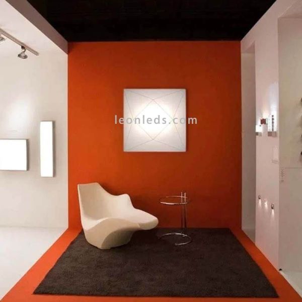 Plafón textil alargado y rectangular blanco Polaris | LeónLeds Iluminación | Aplique de pared de tela moderno