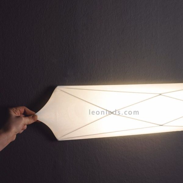 Plafón textil alargado y rectangular blanco Polaris | LeónLeds Iluminación | Aplique de pared de tela elástica