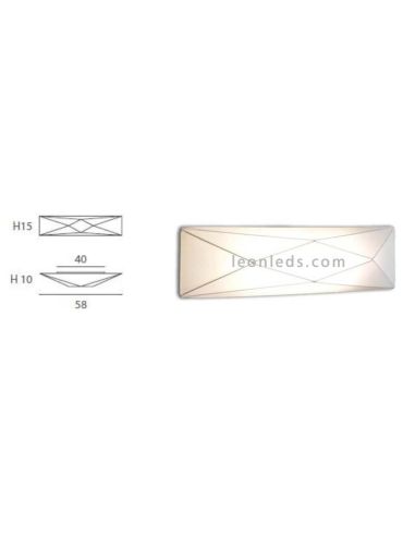 Plafón textil alargado y rectangular blanco Polaris | LeónLeds Iluminación | Aplique de pared de tela moderno medidas