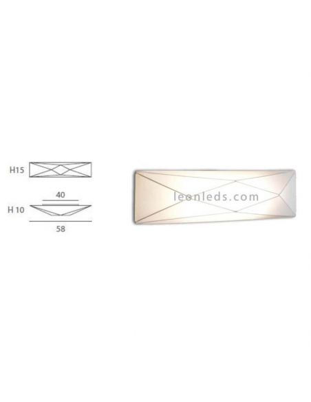 Plafón textil alargado y rectangular blanco Polaris | LeónLeds Iluminación | Aplique de pared de tela moderno medidas