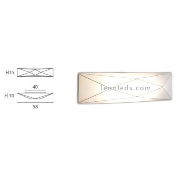 Plafón textil alargado y rectangular blanco Polaris | LeónLeds Iluminación | Aplique de pared de tela moderno medidas