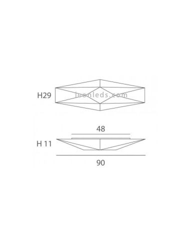 Plafón aplique de tela alargado blanco Polaris | LeónLeds Iluminación | plafón para pared y techo medidas