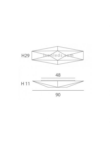 Applique allongée en tissu blanc Polaris | Éclairage LeónLeds | plafonnier pour mesures de murs et de plafonds