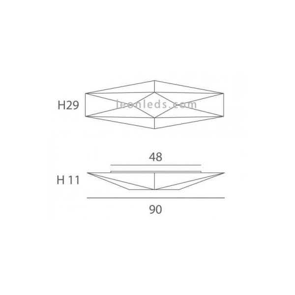 Luminária de parede branca alongada de tecido Polaris | LeónIluminação Leds | luz de teto para medições de parede e teto