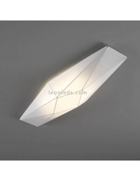 Plafón aplique de tela alargado blanco Polaris | LeónLeds Iluminación | plafón para pared y techo moderno