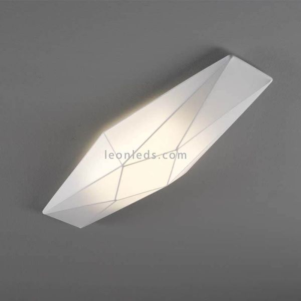 Plafón aplique de tela alargado blanco Polaris | LeónLeds Iluminación | plafón para pared y techo moderno