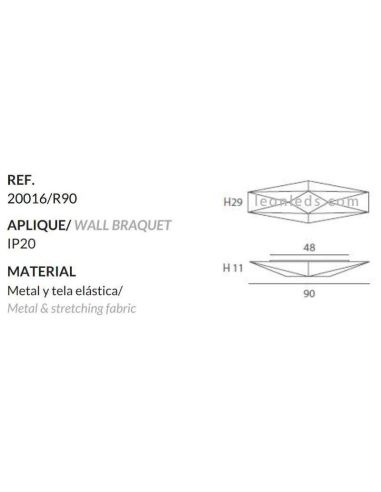 Plafón aplique de tela alargado blanco Polaris | LeónLeds Iluminación | plafón para pared y techo medidas