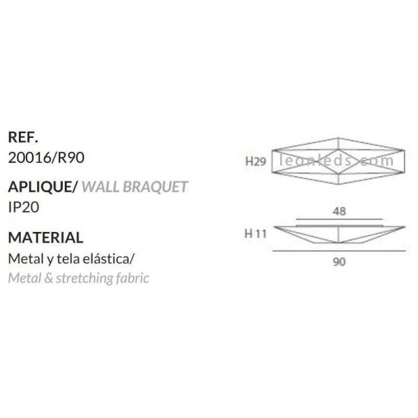 Plafón aplique de tela alargado blanco Polaris | LeónLeds Iluminación | plafón para pared y techo medidas