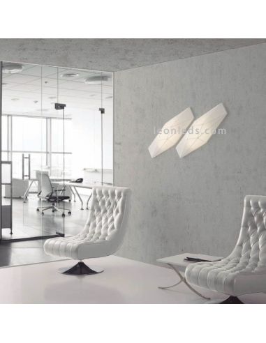 Plafón aplique de tela alargado blanco Polaris | LeónLeds Iluminación | plafón para pared y techo para oficina