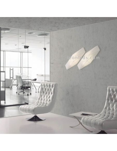 Plafón aplique de tela alargado blanco Polaris | LeónLeds Iluminación | plafón para pared y techo para oficina