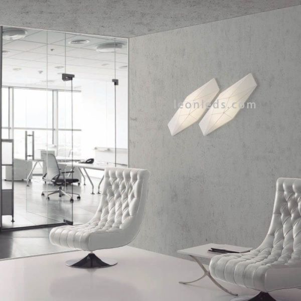 Plafón aplique de tela alargado blanco Polaris | LeónLeds Iluminación | plafón para pared y techo para oficina