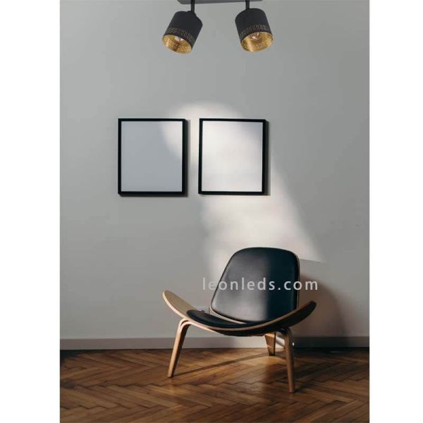 Regleta de techo LED color negro serie Esteperra 2xE27 marca Eglo Iluminación | LeonLeds Iluminación