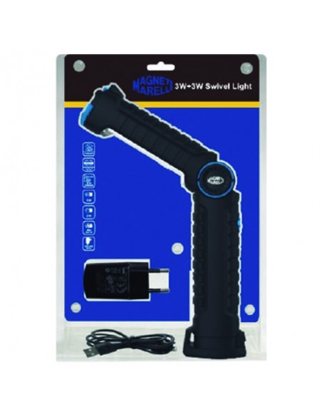 Lampe de poche Led rechargeable 3W + 3W Griffes magnétiques UV LCD Indicateur de charge rotatif | leonleds