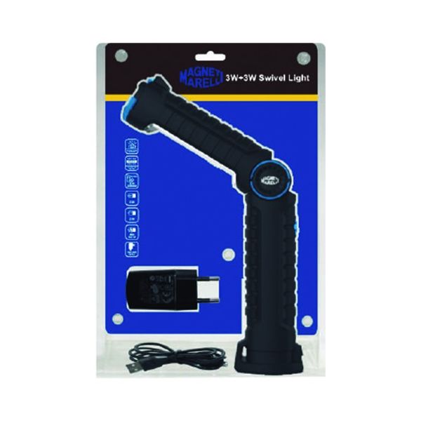 Lanterna Led Recarregável 3W + 3W Garras Magnéticas UV LCD Indicador de Carga Rotativa | leonleds