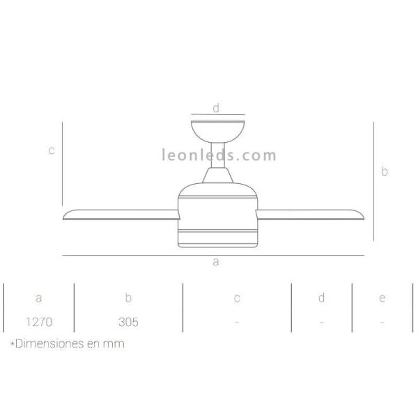 Ventoinha Anne LED com pás brancas e pás pretas | dimensões