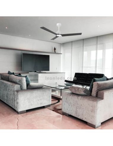 Ventoinha Anne com LED, pás brancas e pretas | Leonleds Lighting