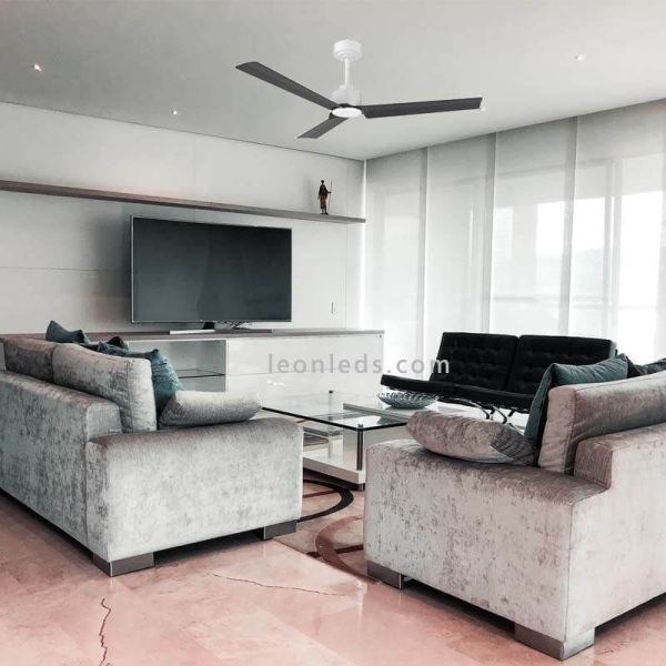 Ventoinha Anne com LED, pás brancas e pretas | Leonleds Lighting