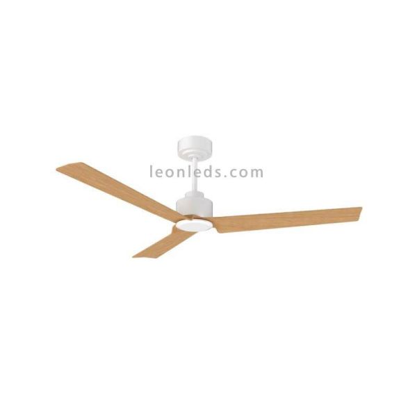 Ventilateur avec pales Anne fini en blanc avec pales en bois silencieuses sans lumière