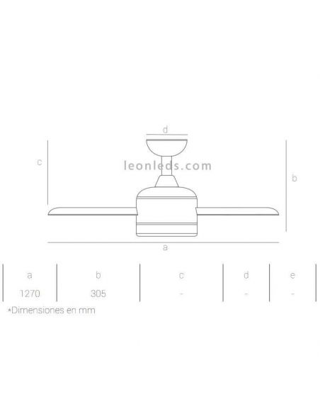 Ventilateur à pales Anne fini en blanc avec des dimensions de pales en bois silencieuses