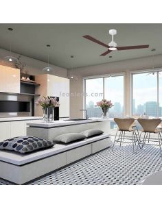 Leque branco com pás Anne em acabamento branco com pás em madeira escura 2