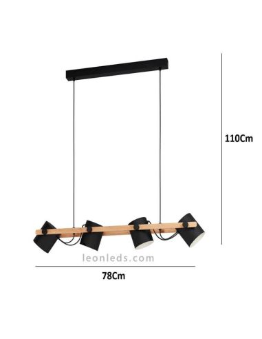 Plafonnier nordique Hornwood 4xE27 Dimensions Eglo Lighting | Éclairage LeonLeds
