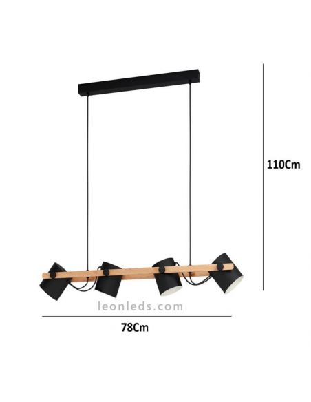 Lámpara de techo nórdica Hornwood 4xE27 Eglo Iluminación dimensiones | LeonLeds Iluminación
